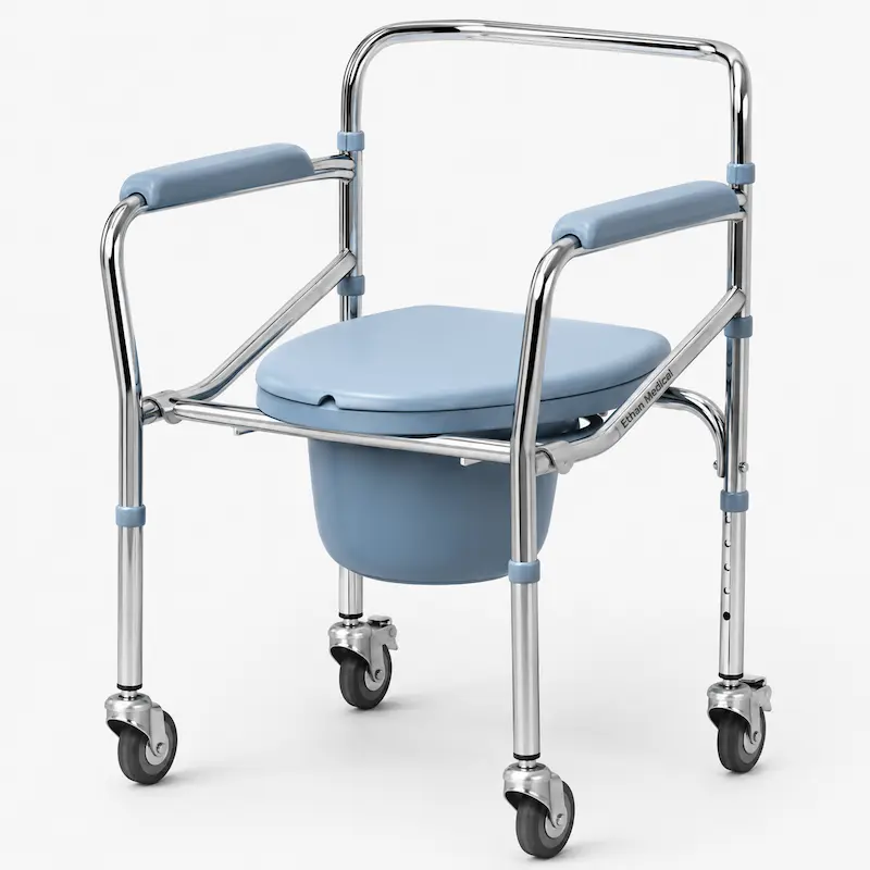 Commode Wheelchair KY696 for patient mobility and toileting support by Ethan Medical Ins. Bangladesh