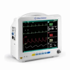Pinon PM-80 six-parameter patient monitor with 12-inch display for SpO2, pulse, BP, ECG, respiration and temperature