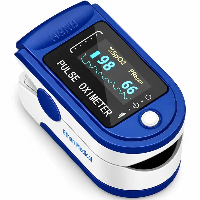 Portable pulse rate oximeter for checking blood oxygen saturation and heart rate