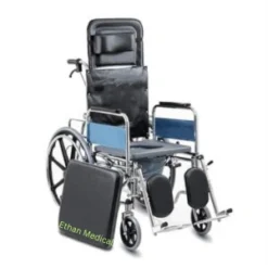 Reclining Wheelchair with Commode & Footrests