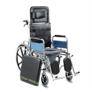Reclining Wheelchair with Commode & Footrests