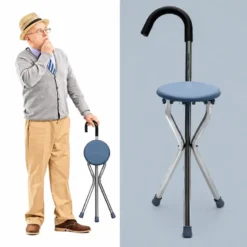 Portable walking cane with seat for mobility and resting support in Bangladesh