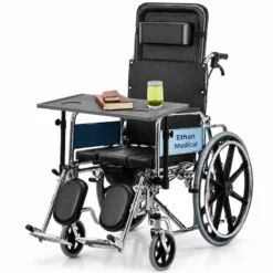 Bariatric wheelchair with food tray for heavy-duty mobility support