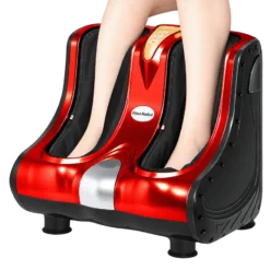 Leg & Foot Massager with red body and padded leg compartments at Ethan Medical Ins.